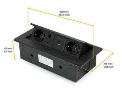 Iebūvējams Rozešu bloks Atom 26 | 2x SCHUKO, USB A+C, HDMI, melns-Ergostock