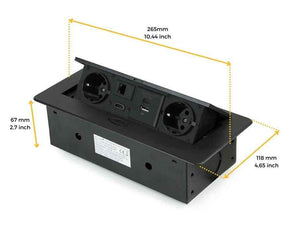 Iebūvējams Rozešu bloks Atom 26 | 2x SCHUKO, USB A+C, HDMI, melns-Ergostock