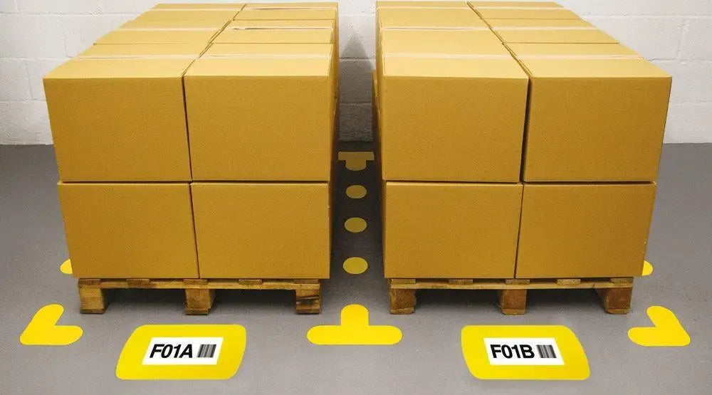 Industriālas kvalitātes grīdas marķējumi Frames4Floors DL 10 gab dzelteni - Ergostock.lv