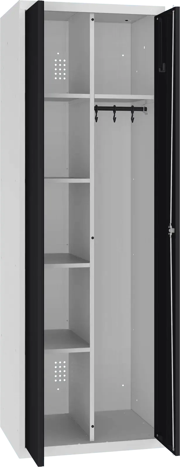 Inventāra skapis ar pakaramo 1800x600x500 mm – gaiši pelēks / melns
