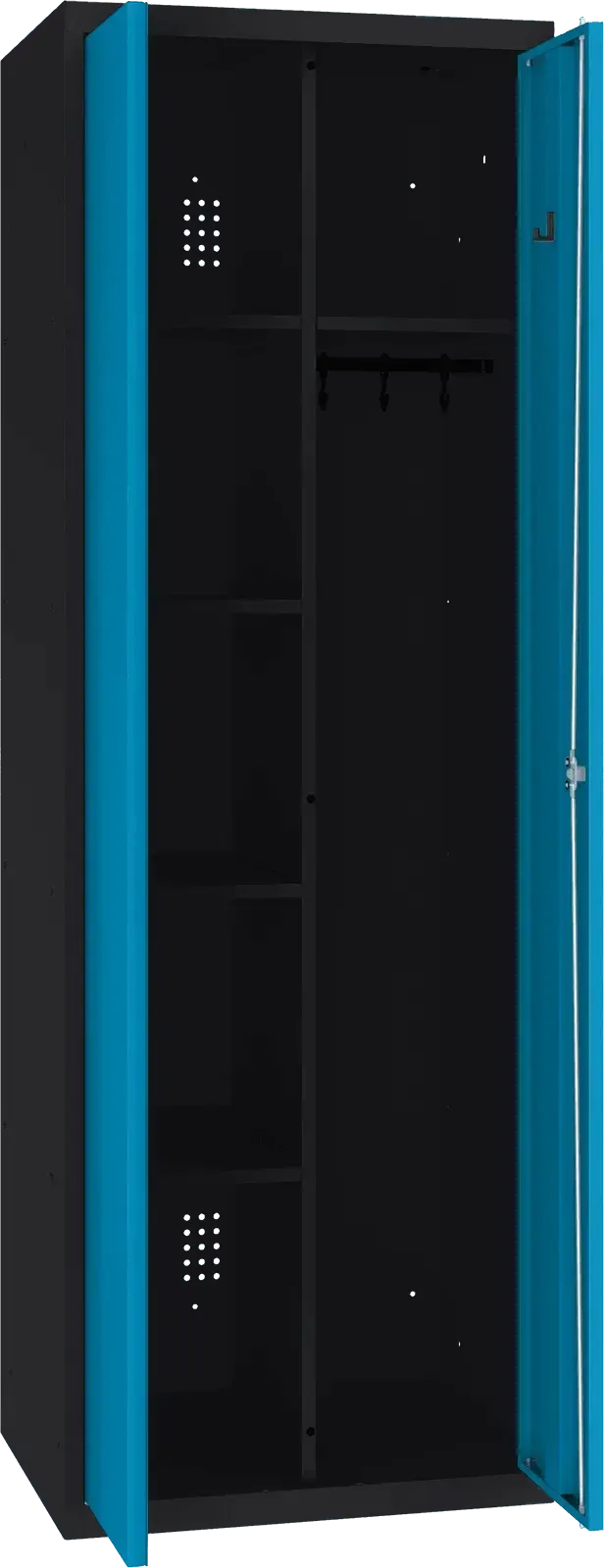 Inventāra skapis ar pakaramo 1800x600x500 mm – melns / zils