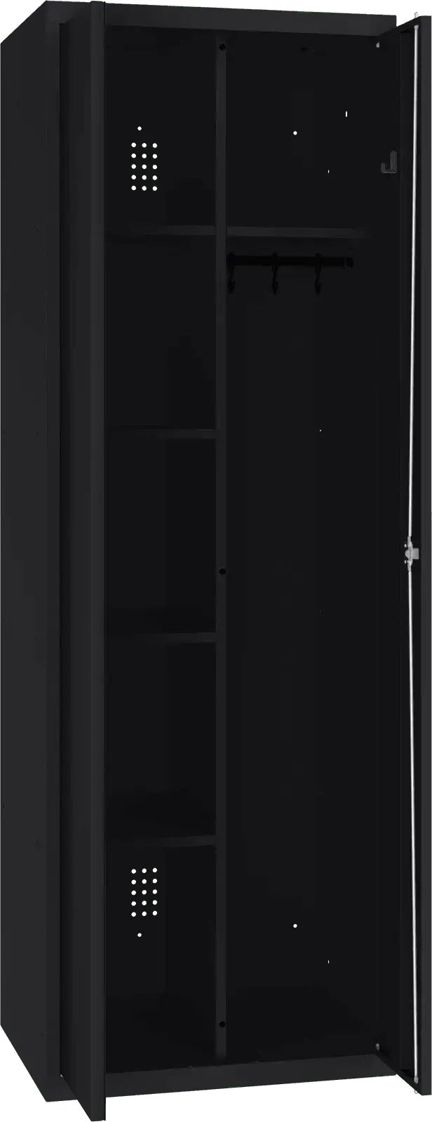 Inventāra skapis ar pakaramo 1800x600x500 mm – melns / melns