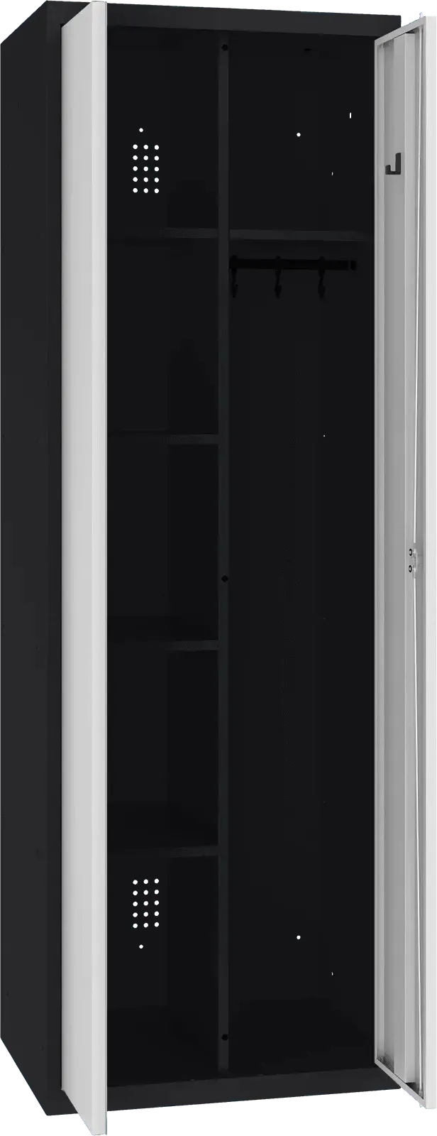 Inventāra skapis ar pakaramo 1800x600x500 mm – melns / gaiši pelēks