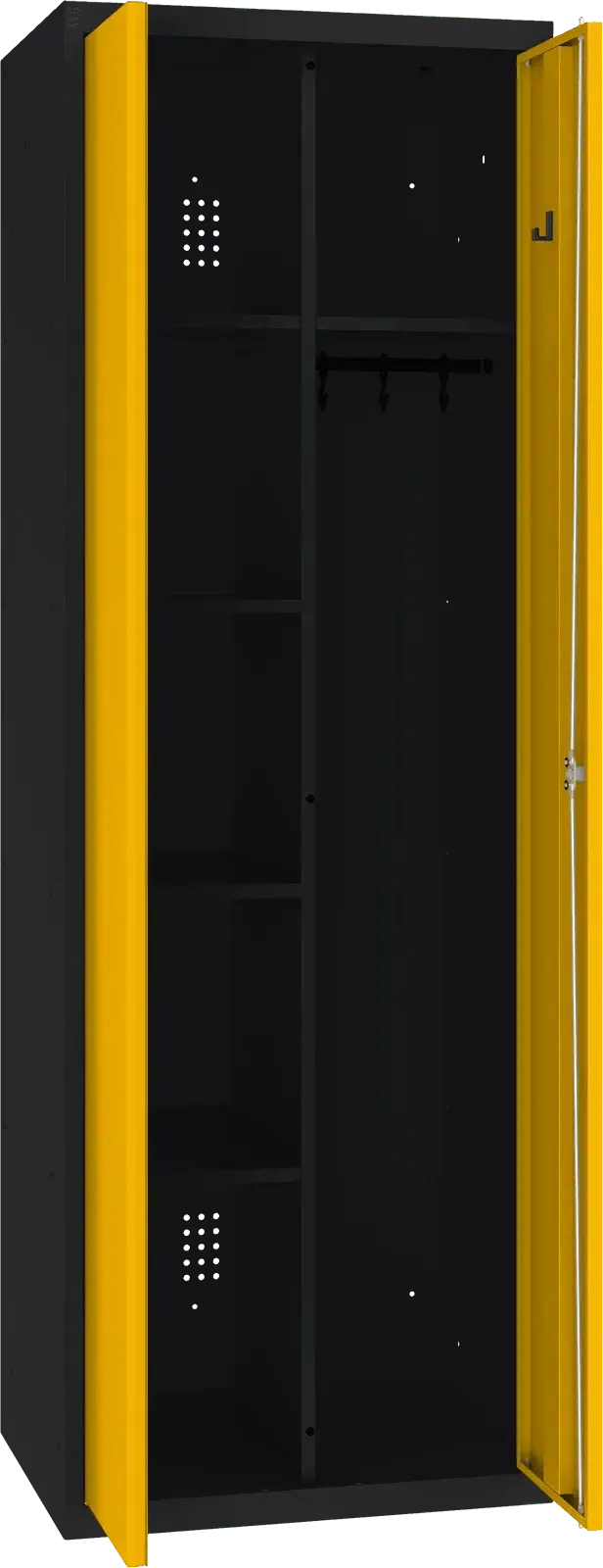 Inventāra skapis ar pakaramo 1800x600x500 mm – melns / dzeltens