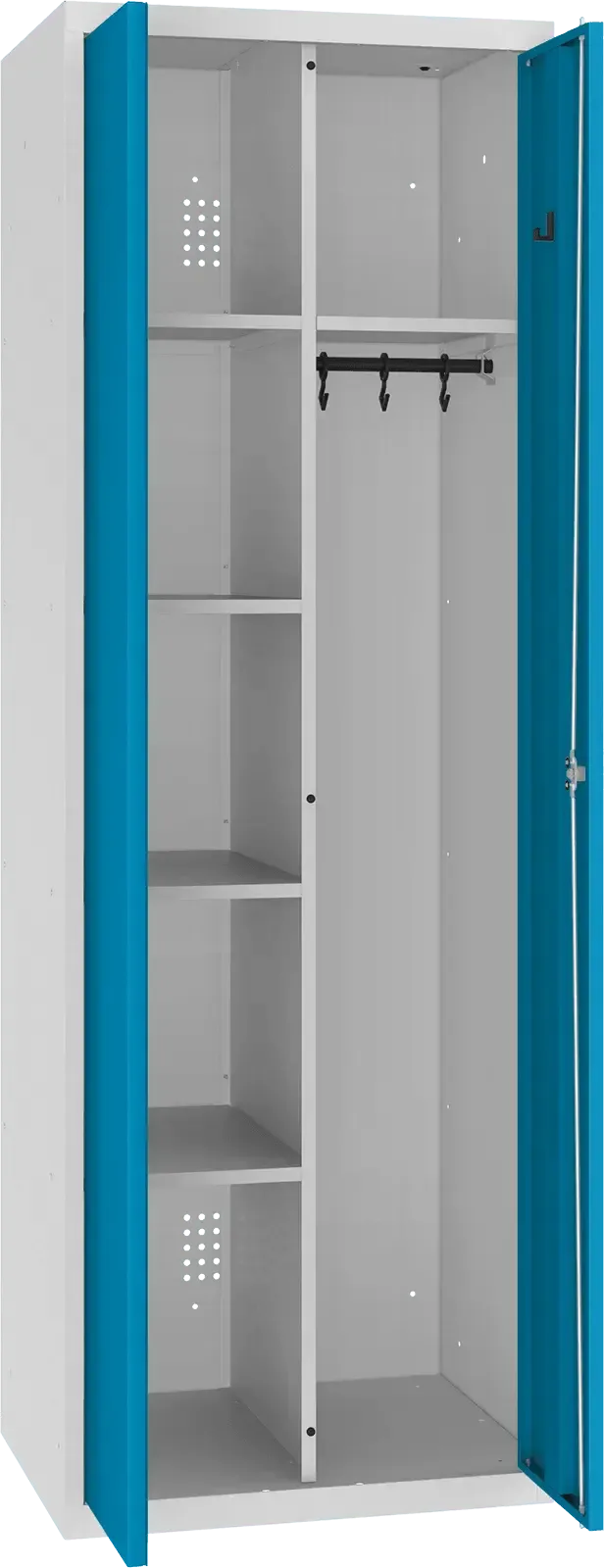 Inventāra skapis ar pakaramo 1800x600x500 mm – gaiši pelēks / zils