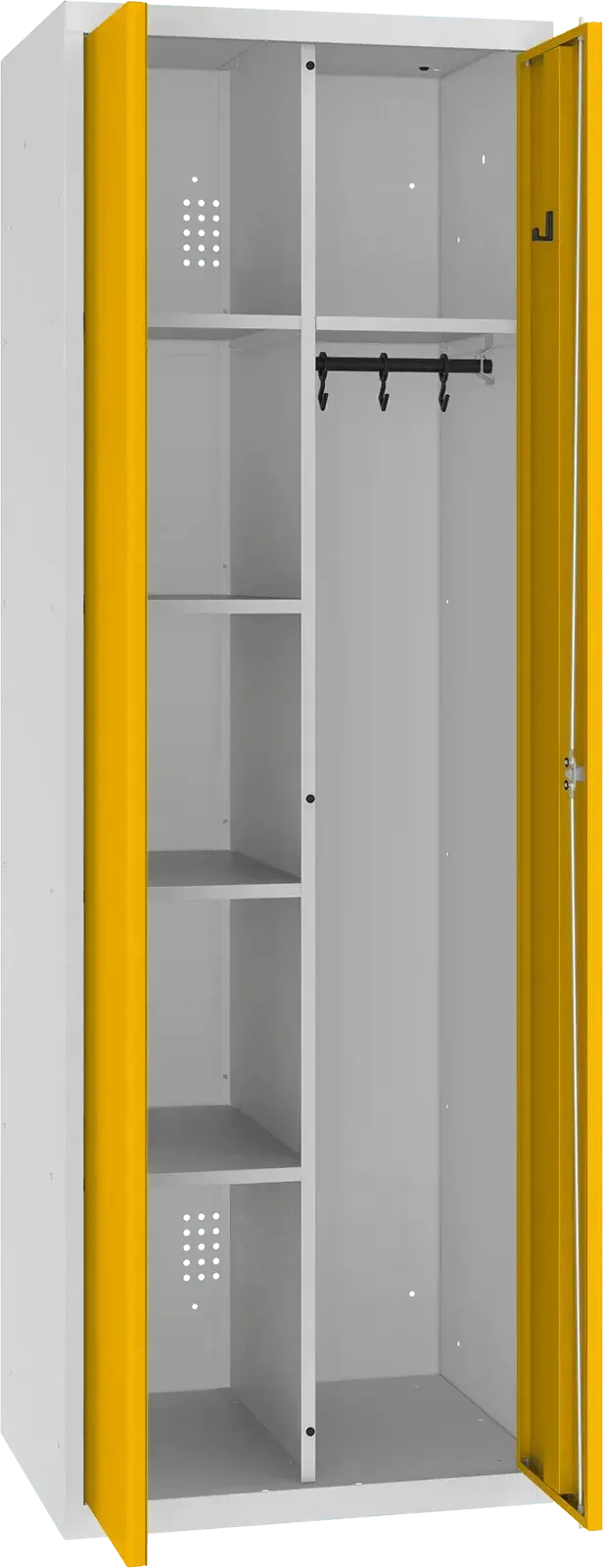 Inventāra skapis ar pakaramo 1800x600x500 mm – gaiši pelēks / dzeltens