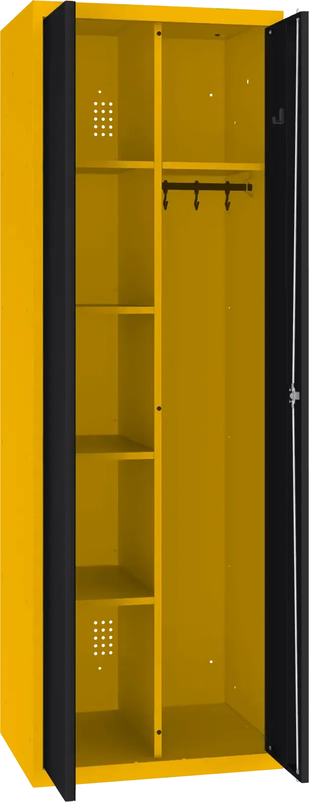 Inventāra skapis ar pakaramo 1800x600x500 mm – dzeltens / melns