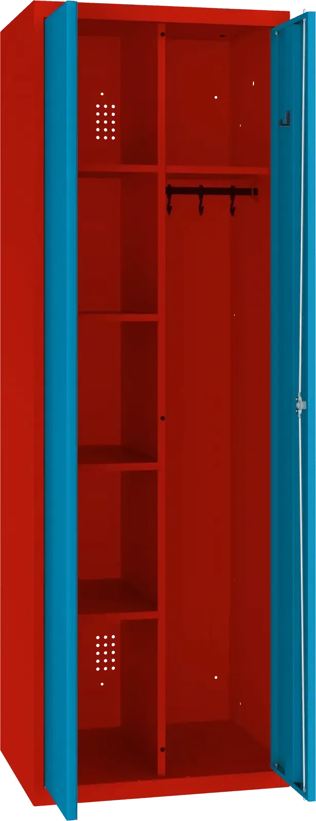 Inventāra skapis ar pakaramo 1800x600x500 mm – sarkans / zils