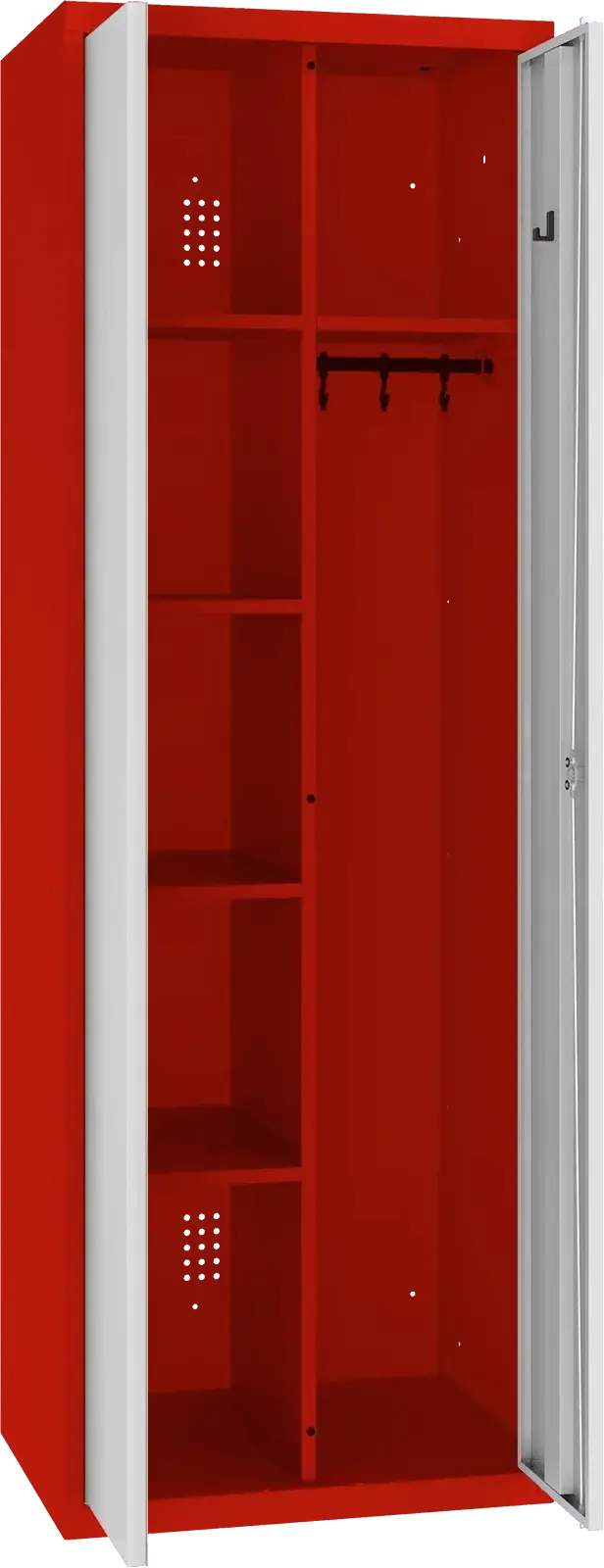 Inventāra skapis ar pakaramo 1800x600x500 mm – sarkans / gaiši pelēks