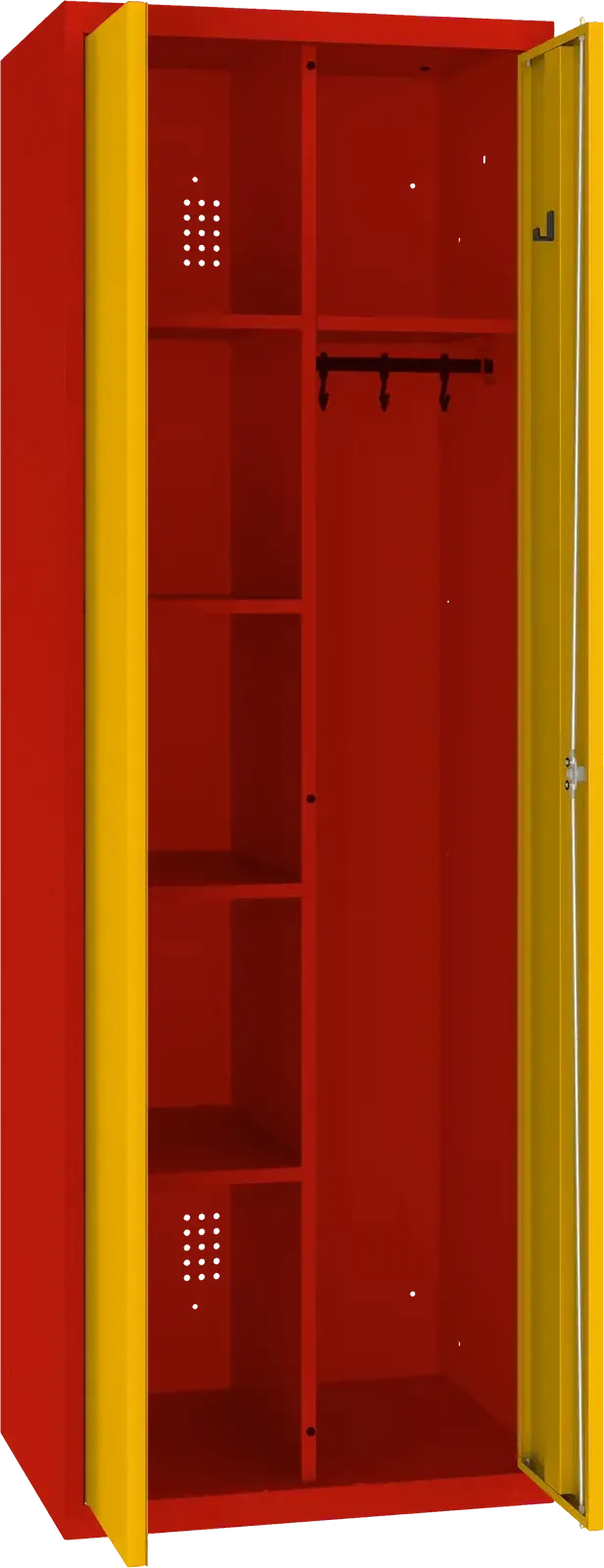 Inventāra skapis ar pakaramo 1800x600x500 mm – sarkans / dzeltens