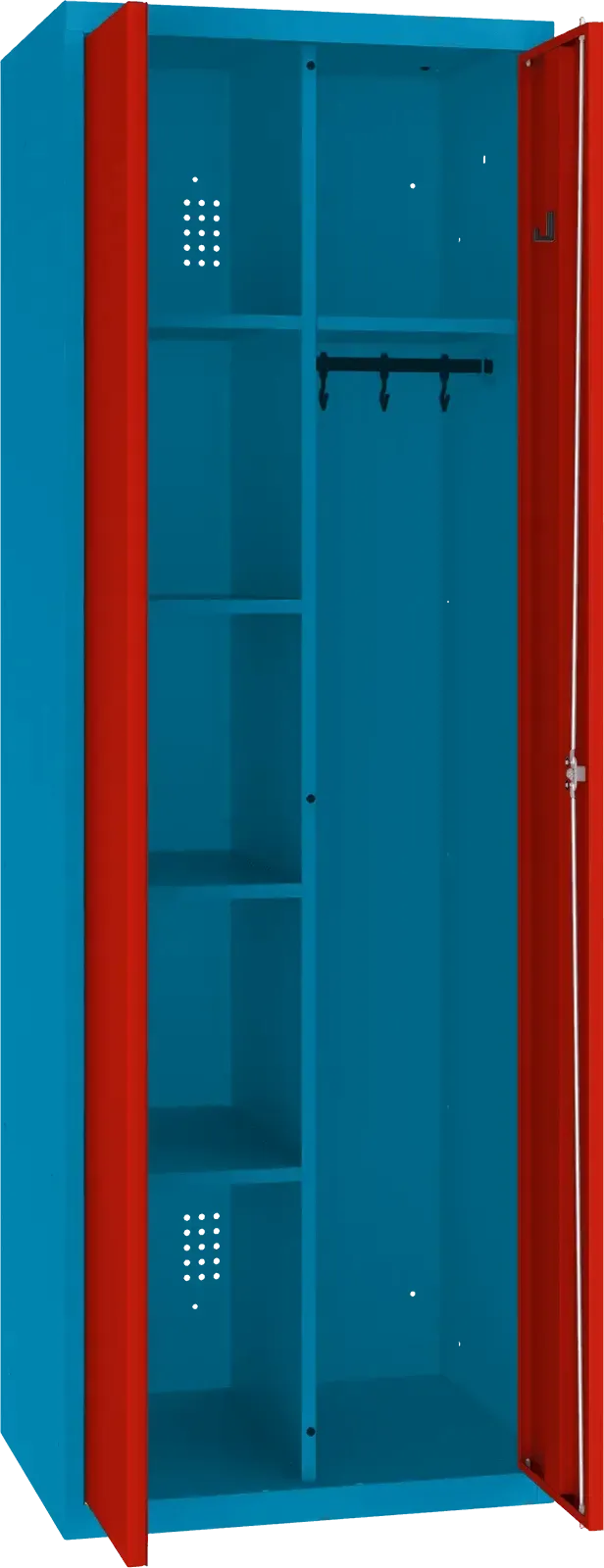 Inventāra skapis ar pakaramo 1800x600x500 mm – zils / sarkans