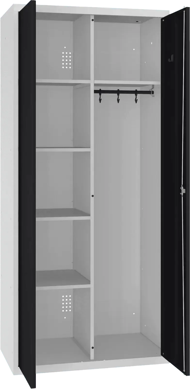 Inventāra skapis ar pakaramo 1800x800x500 mm – gaiši pelēks / melns