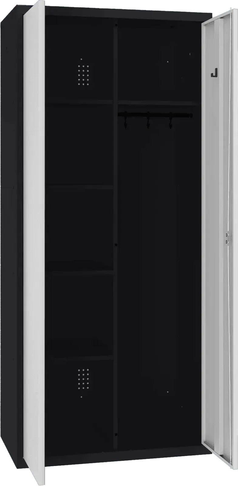 Inventāra skapis ar pakaramo 1800x800x500 mm – melns / gaiši pelēks