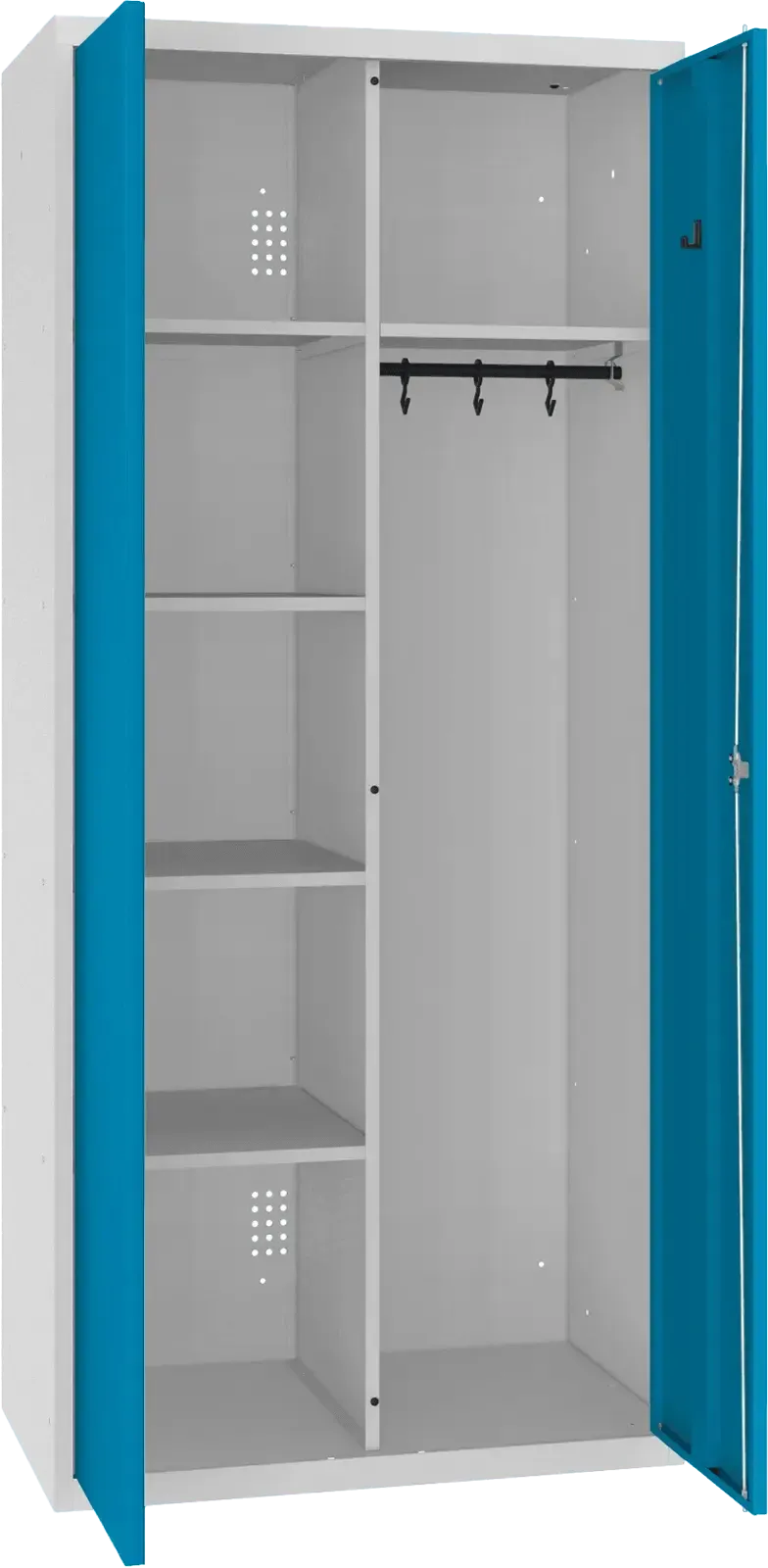 Inventāra skapis ar pakaramo 1800x800x500 mm – gaiši pelēks / zils