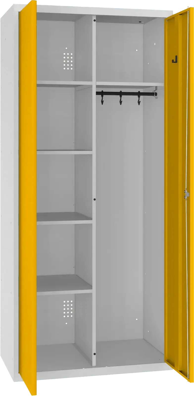 Inventāra skapis ar pakaramo 1800x800x500 mm – gaiši pelēks / dzeltens