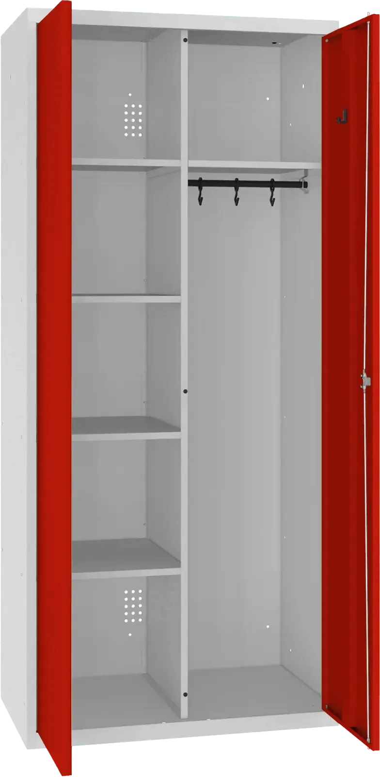 Inventāra skapis ar pakaramo 1800x800x500 mm – gaiši pelēks / sarkans