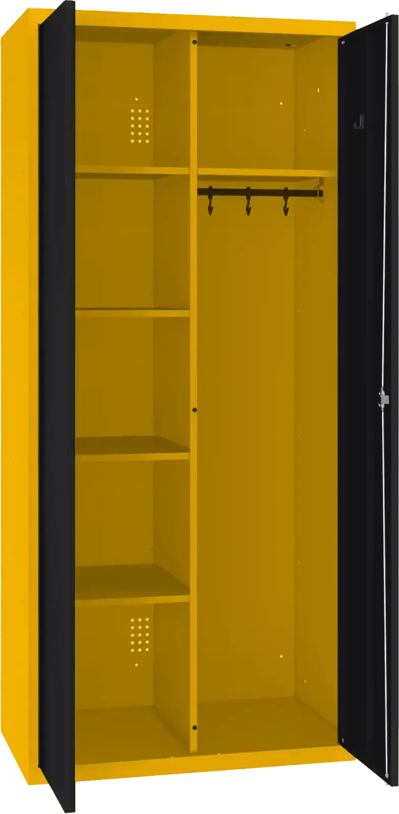 Inventāra skapis ar pakaramo 1800x800x500 mm – dzeltens / melns