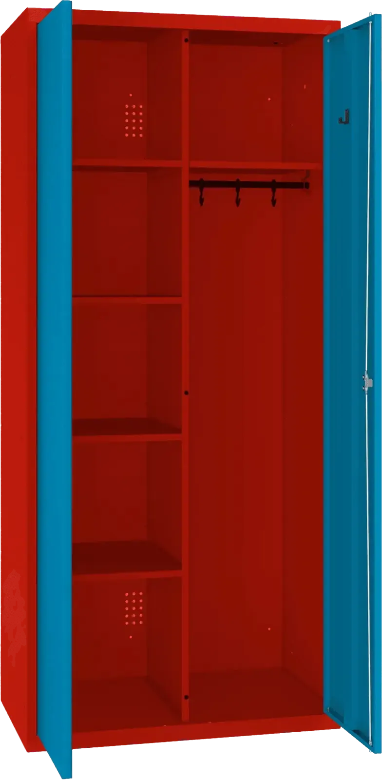 Inventāra skapis ar pakaramo 1800x800x500 mm – sarkans / zils