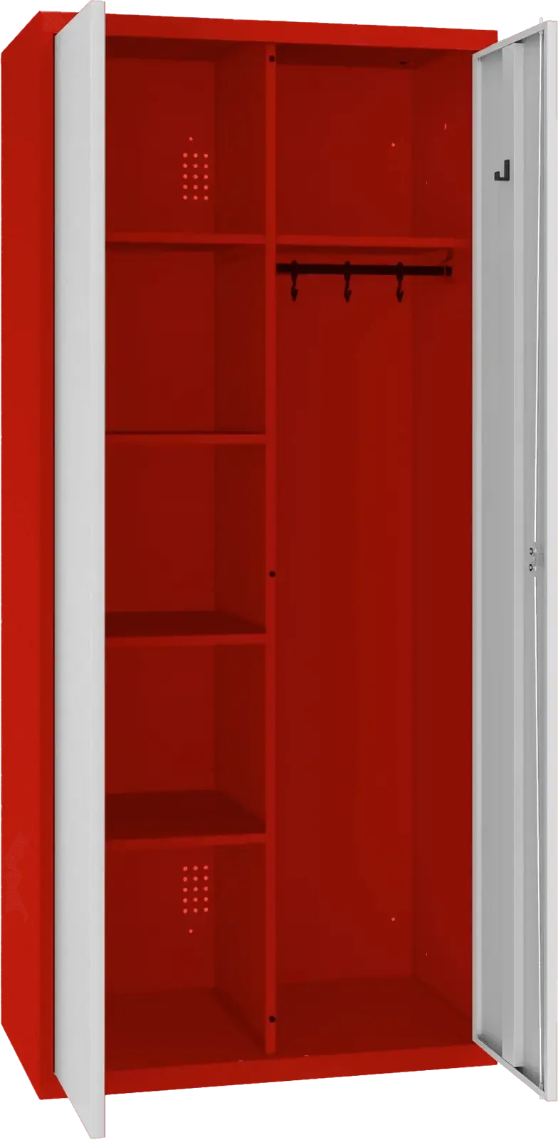 Inventāra skapis ar pakaramo 1800x800x500 mm – sarkans / gaiši pelēks