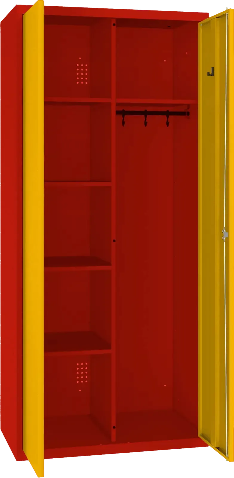 Inventāra skapis ar pakaramo 1800x800x500 mm – sarkans / dzeltens