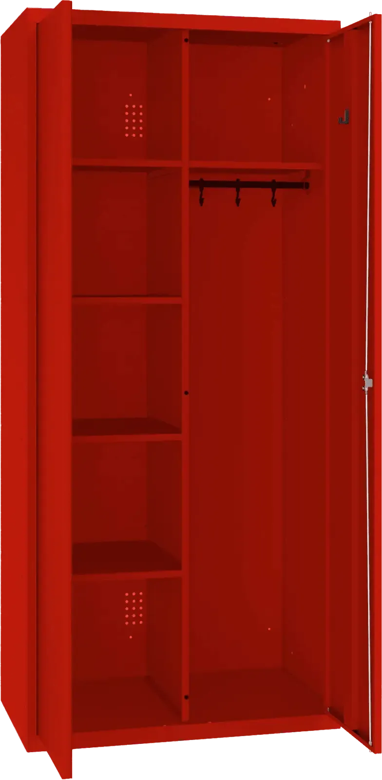Inventāra skapis ar pakaramo 1800x800x500 mm – sarkans / sarkans