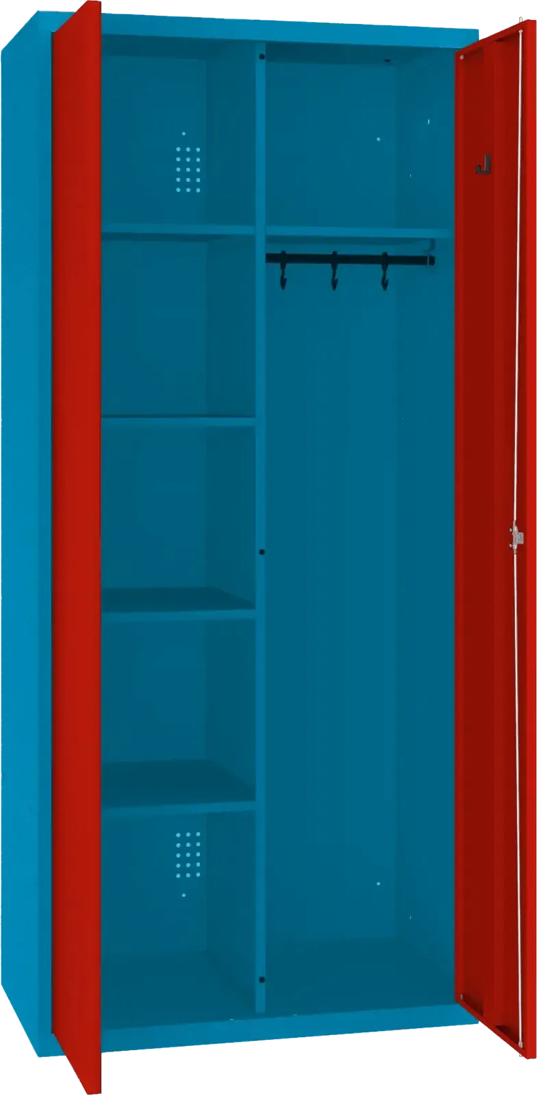 Inventāra skapis ar pakaramo 1800x800x500 mm – zils / sarkans