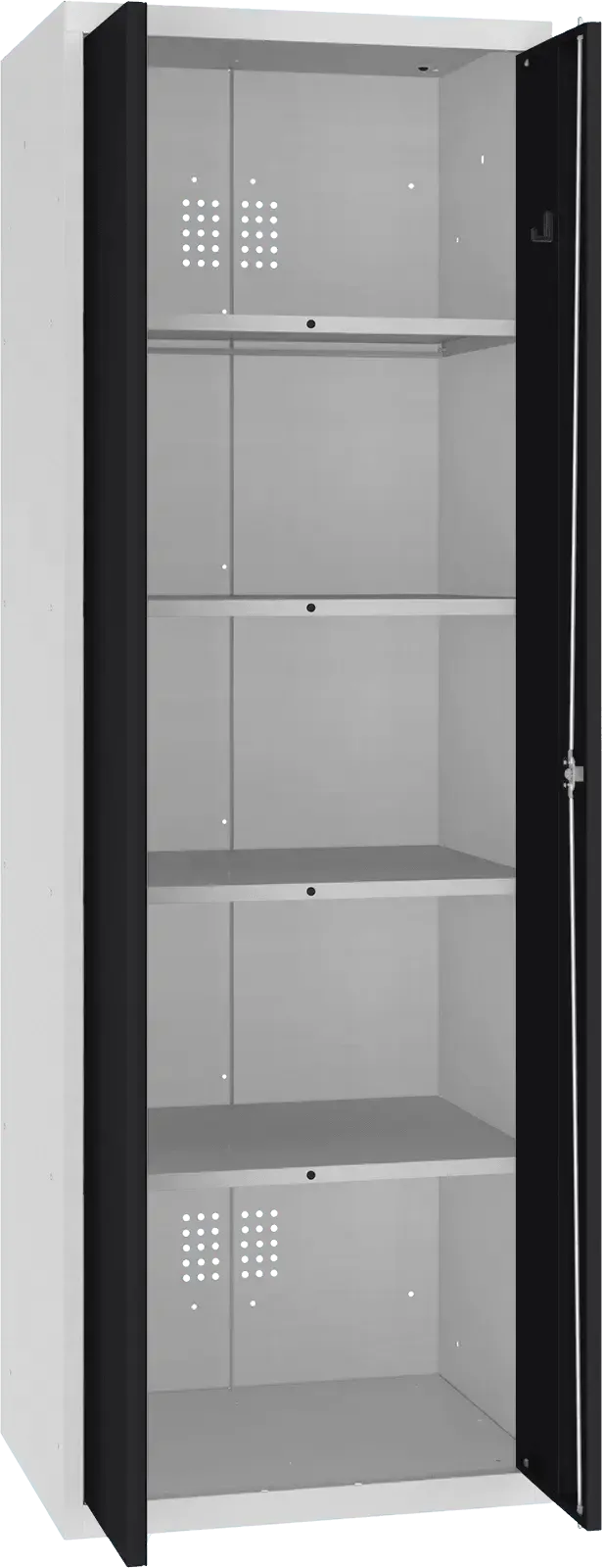 Inventāra skapis Classic 1800x600x500 mm – gaiši pelēks / melns