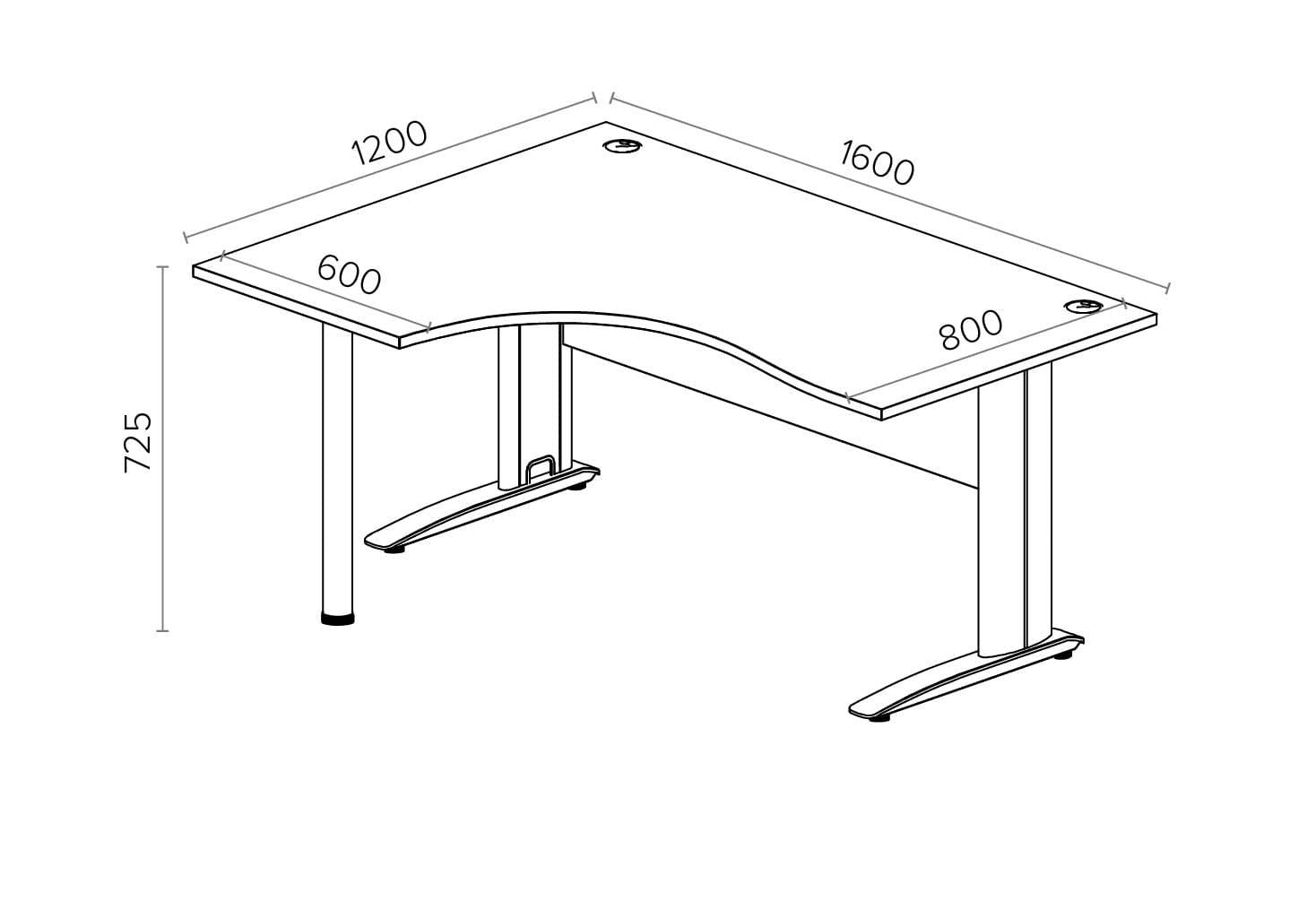 Biroja stūra galds ARETH CORNER, ar nosegpaneli - Ergostock.lv