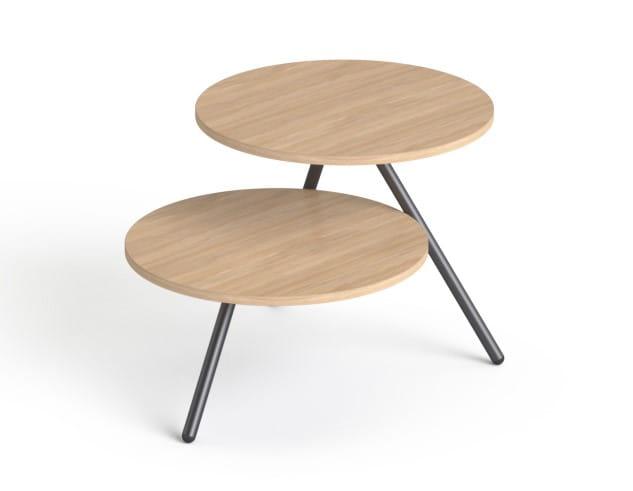 Kafijas galdiņš Round 2, diametrs 55 cm, augstums 50 un 77 cm – Amber Oak / Melna