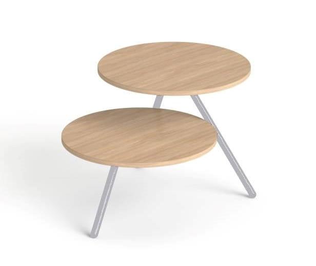 Kafijas galdiņš Round 2, diametrs 55 cm, augstums 50 un 77 cm – Amber Oak / Sudraba