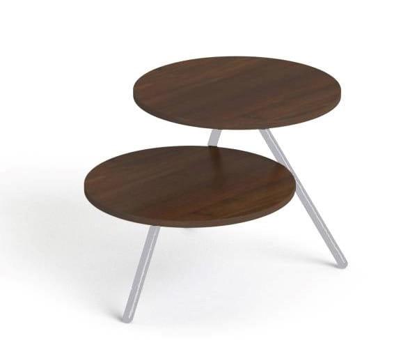 Kafijas galdiņš Round 2, diametrs 55 cm, augstums 50 un 77 cm – Riekstkoka / Sudraba