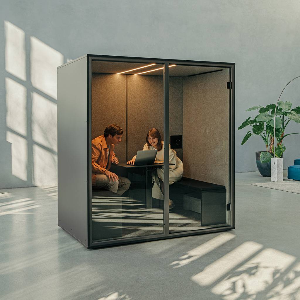 Klusuma kabīne Berlin Acoustics Meet Black, konfigurējama