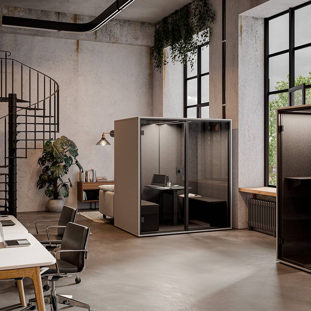 Klusuma kabīne Berlin Acoustics Meet White, konfigurējama