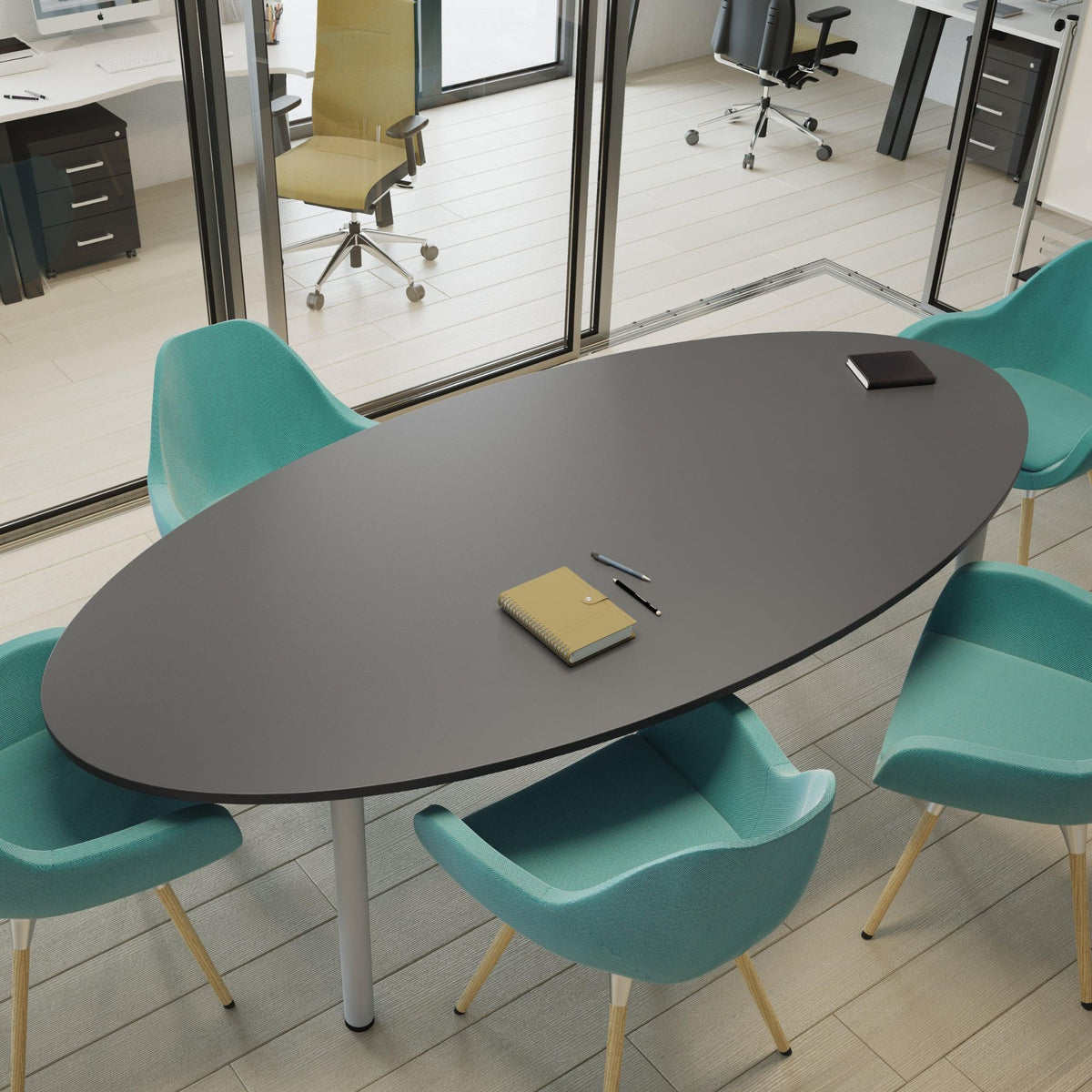 Konferenču galds ERGOSTOCK ALPHA OVAL 250 cm x 120 cm, konfigurējams