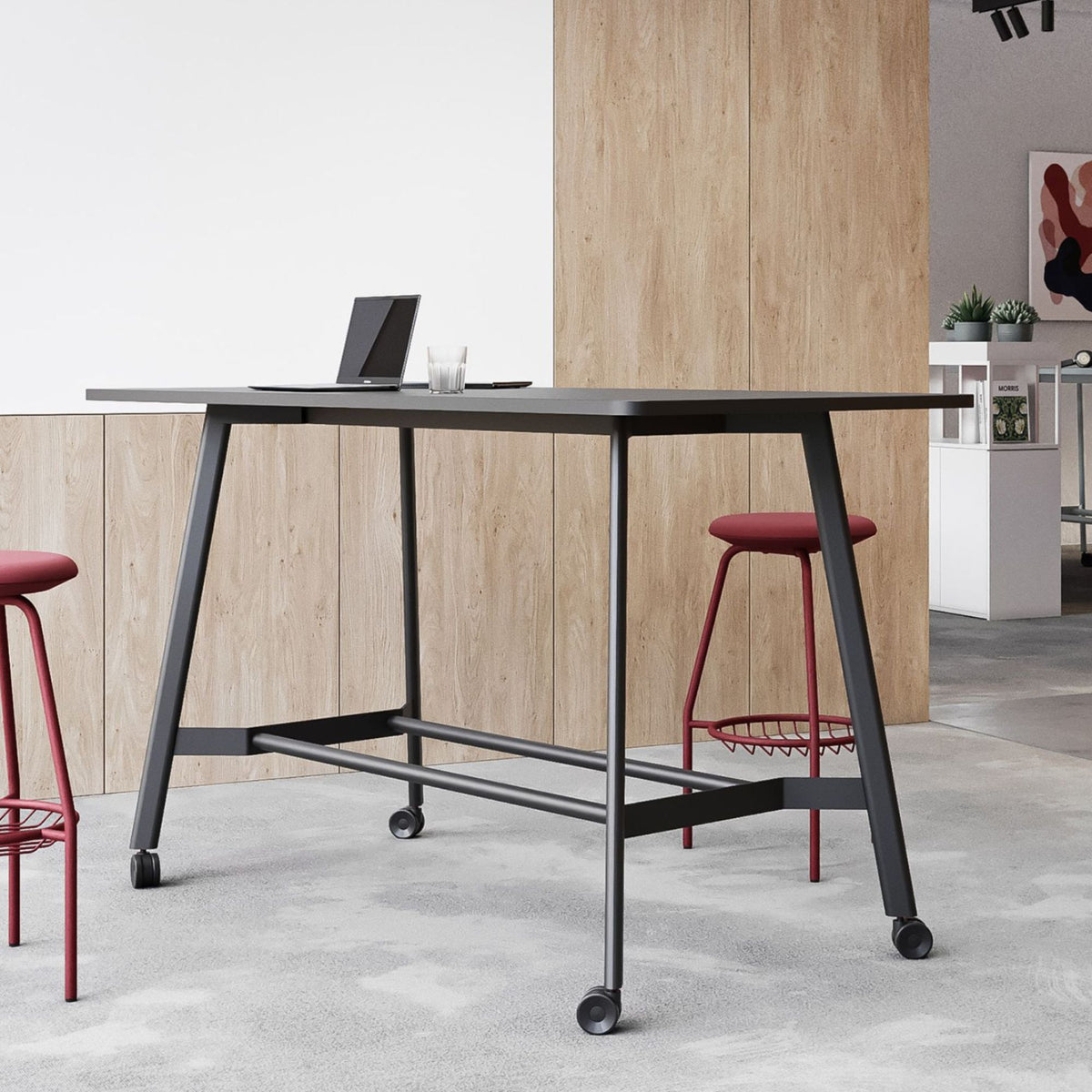 Konferenču galds MINIMUS HIGH ROLL, 200 cm x 100 cm, konfigurējams-Ergostock