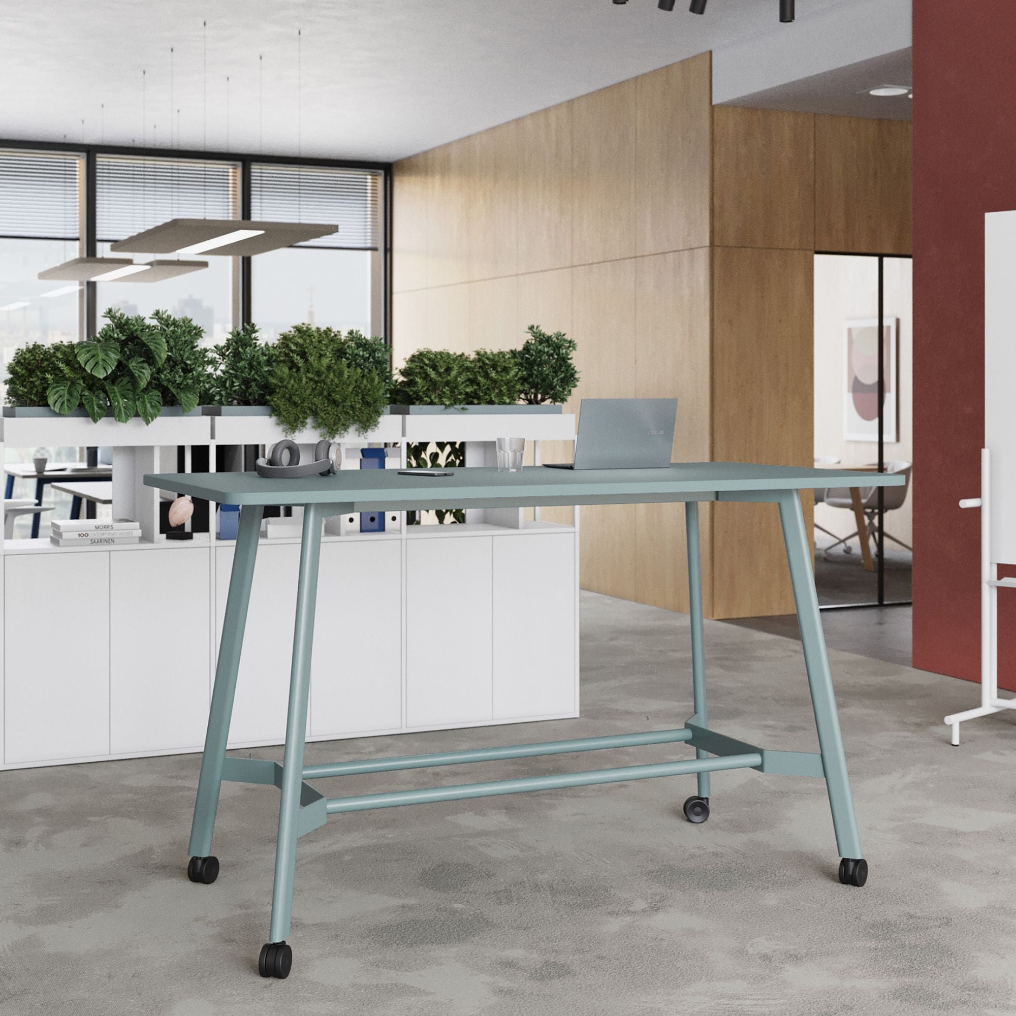 Konferenču galds MINIMUS HIGH ROLL, 200 cm x 100 cm, konfigurējams-Ergostock