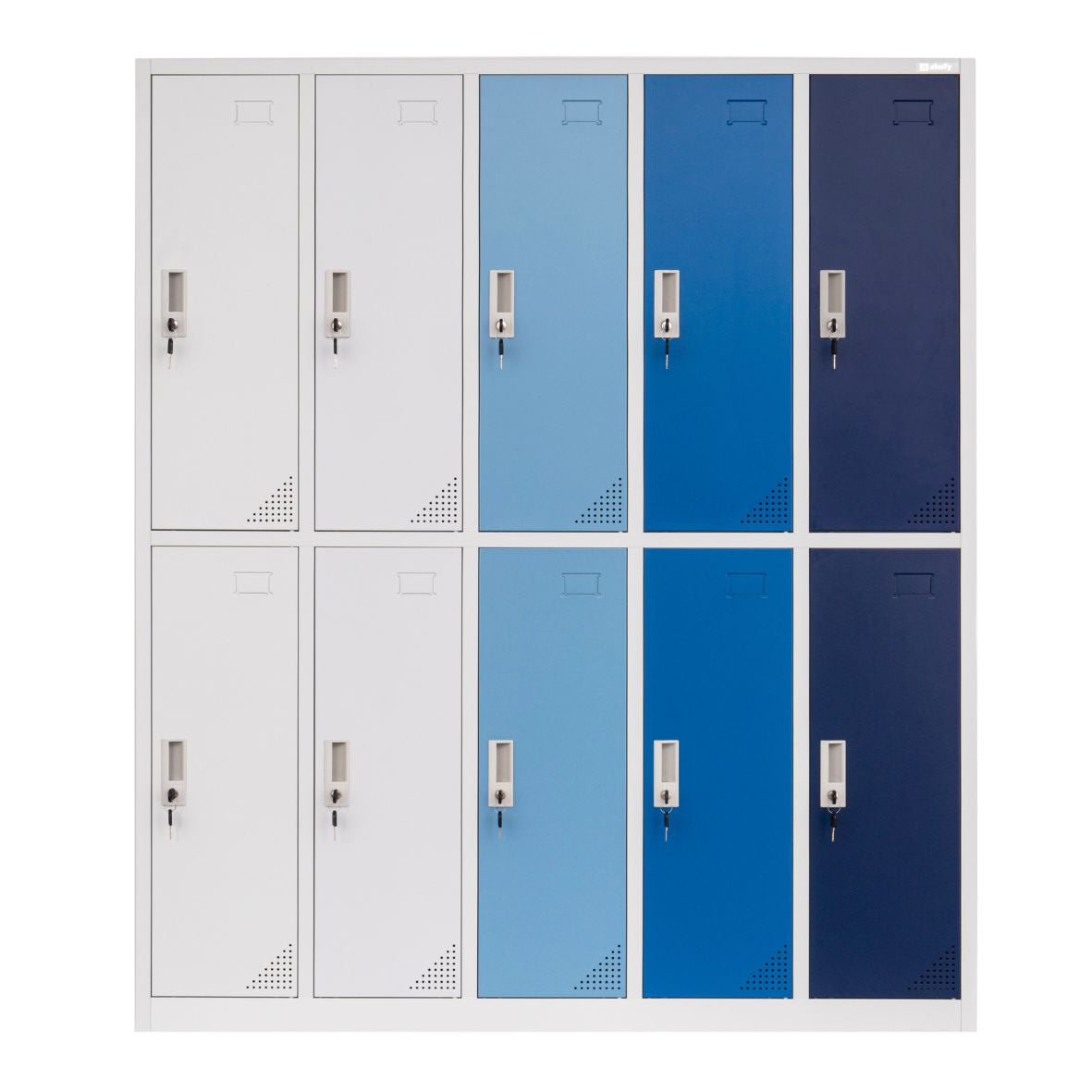 Metāla garderobes skapis Oxford Blue, 10 nodalījumi