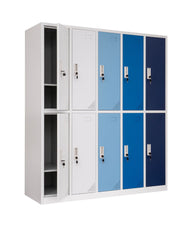 Metāla garderobes skapis Oxford Blue, 10 nodalījumi