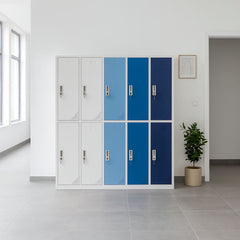 Metāla garderobes skapis Oxford Blue, 10 nodalījumi