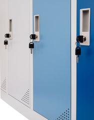 Metāla garderobes skapis Oxford Blue, 10 nodalījumi