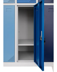 Metāla garderobes skapis Oxford Blue, 10 nodalījumi