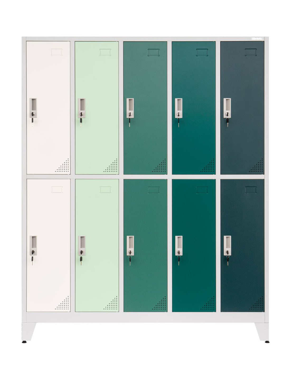 Metāla garderobes skapis Oxford Green, 10 nodalījumi
