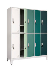 Metāla garderobes skapis Oxford Green, 10 nodalījumi
