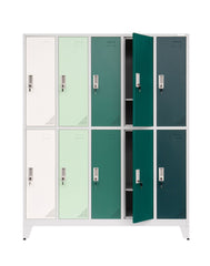Metāla garderobes skapis Oxford Green, 10 nodalījumi