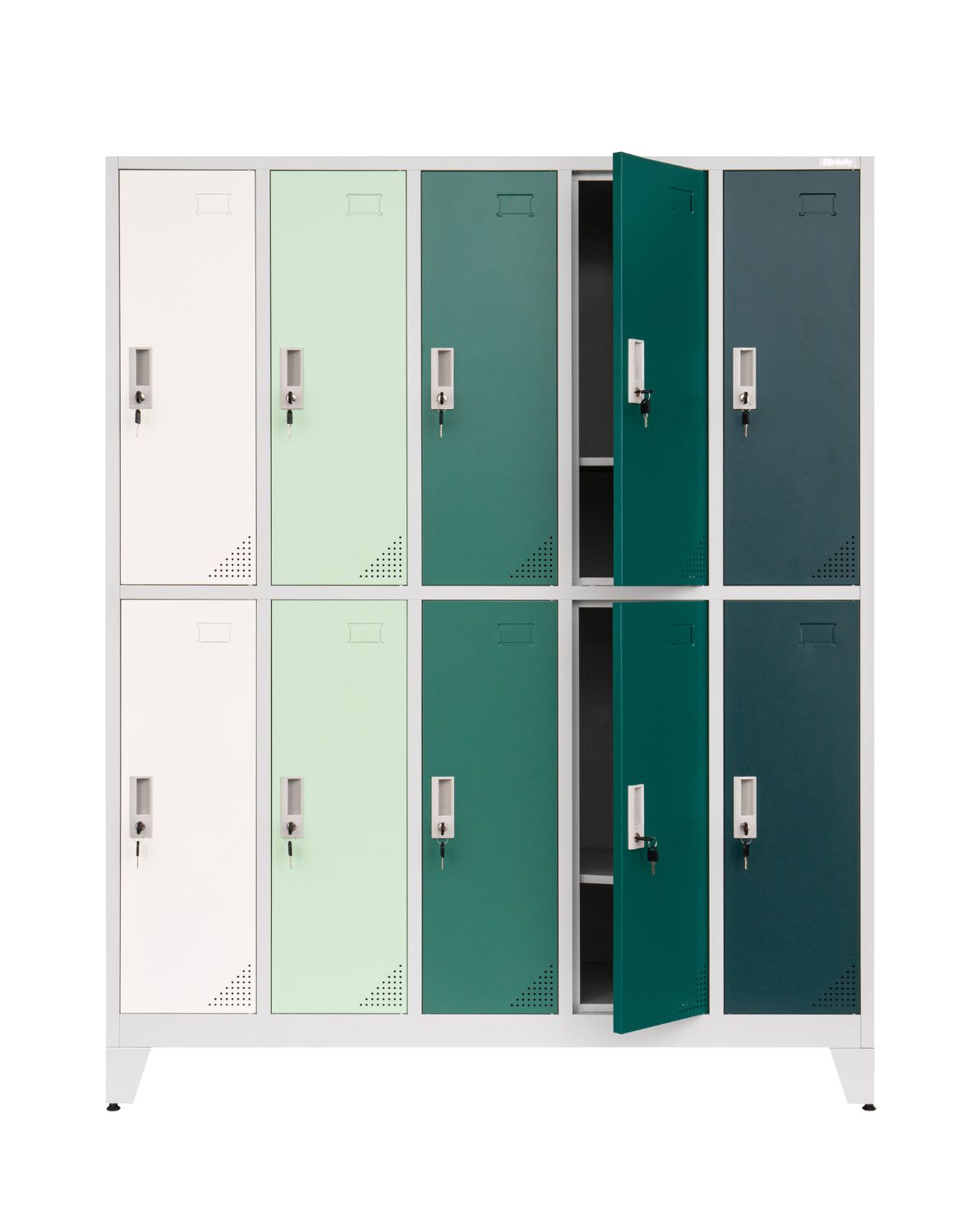 Metāla garderobes skapis Oxford Green, 10 nodalījumi
