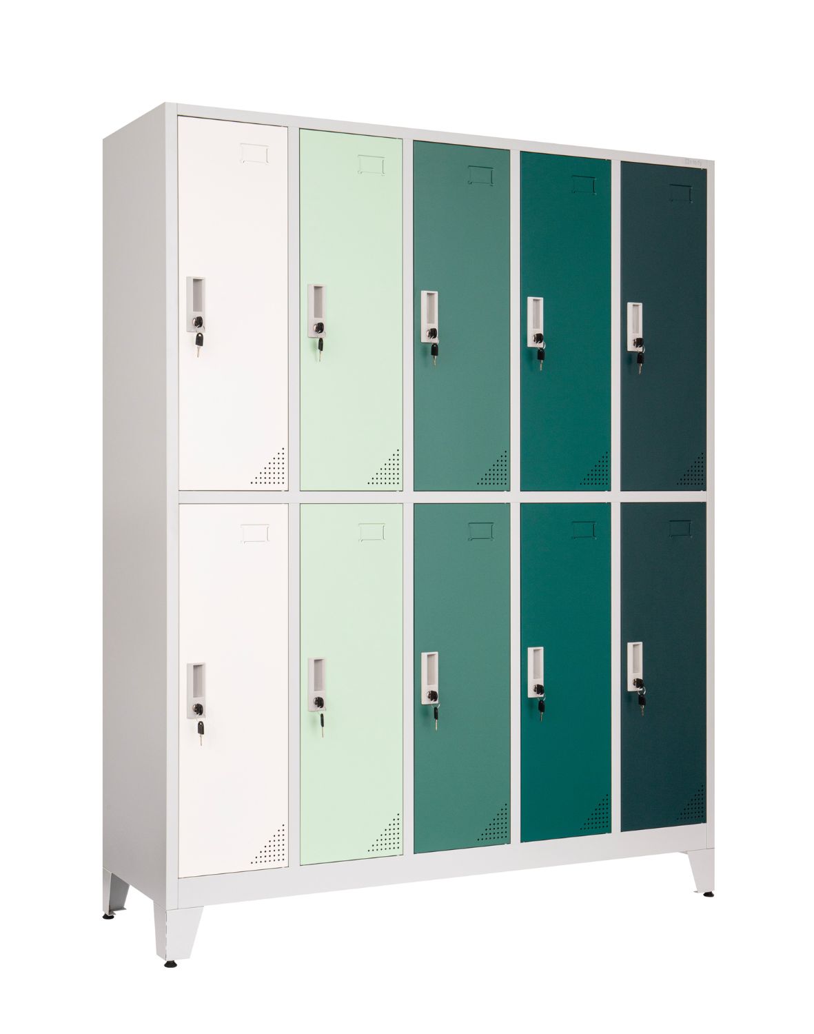 Metāla garderobes skapis Oxford Green, 10 nodalījumi
