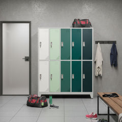 Metāla garderobes skapis Oxford Green, 10 nodalījumi