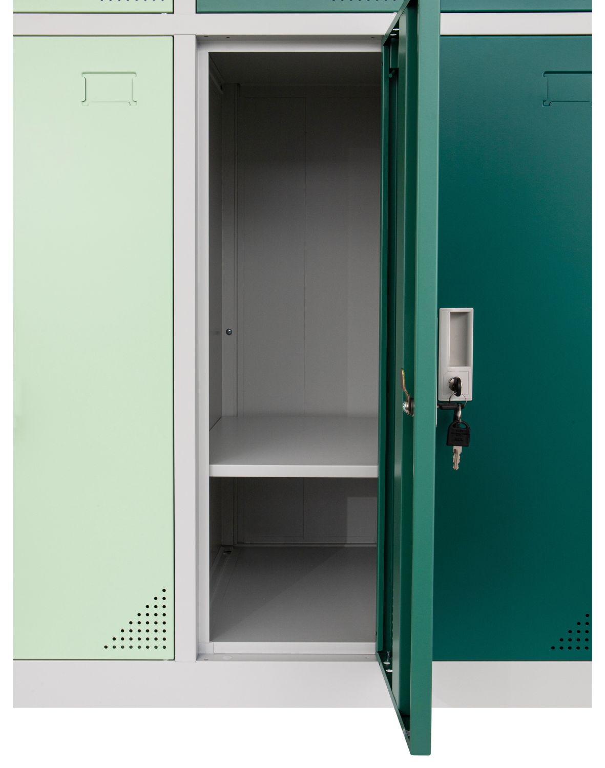 Metāla garderobes skapis Oxford Green, 10 nodalījumi