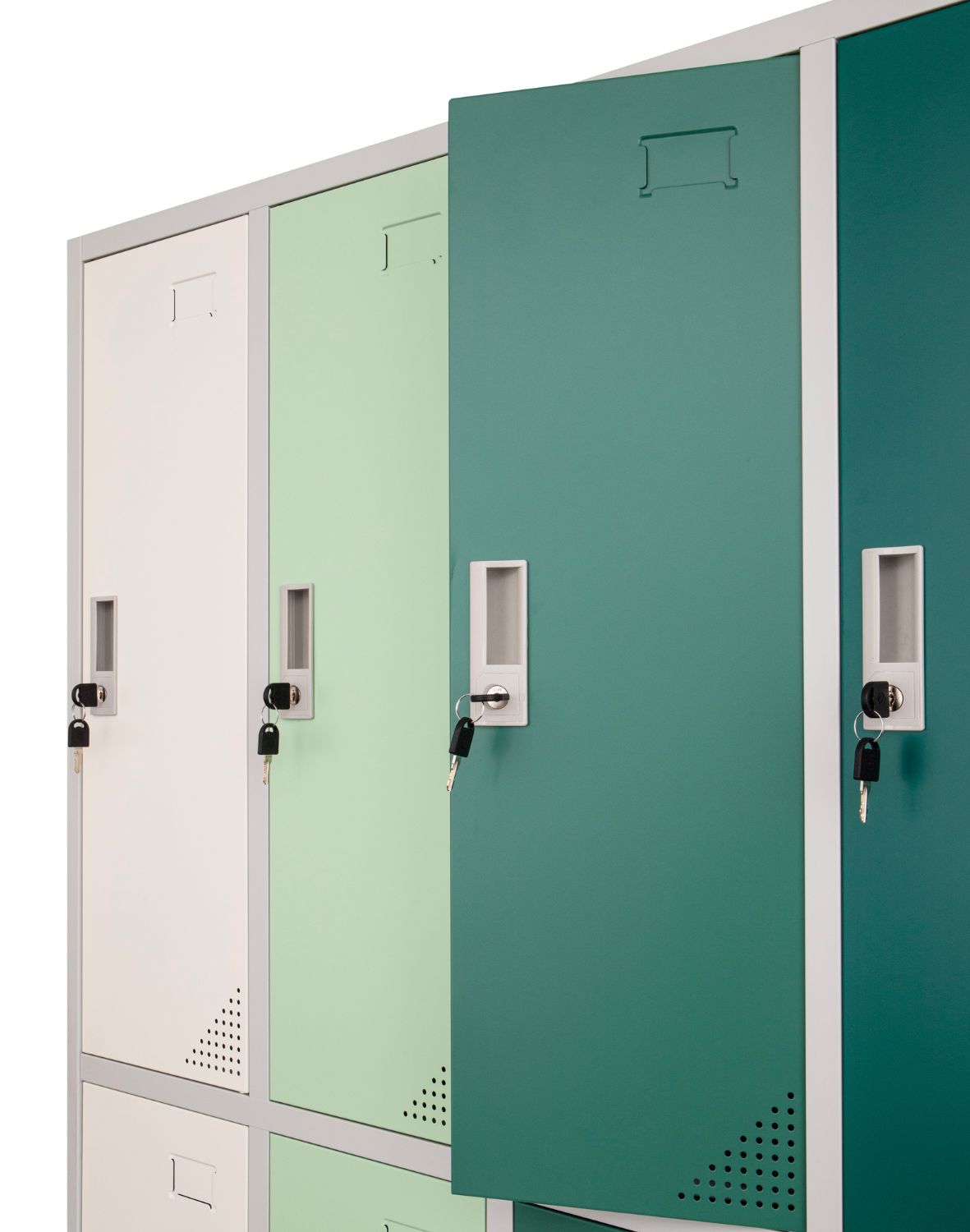 Metāla garderobes skapis Oxford Green, 10 nodalījumi