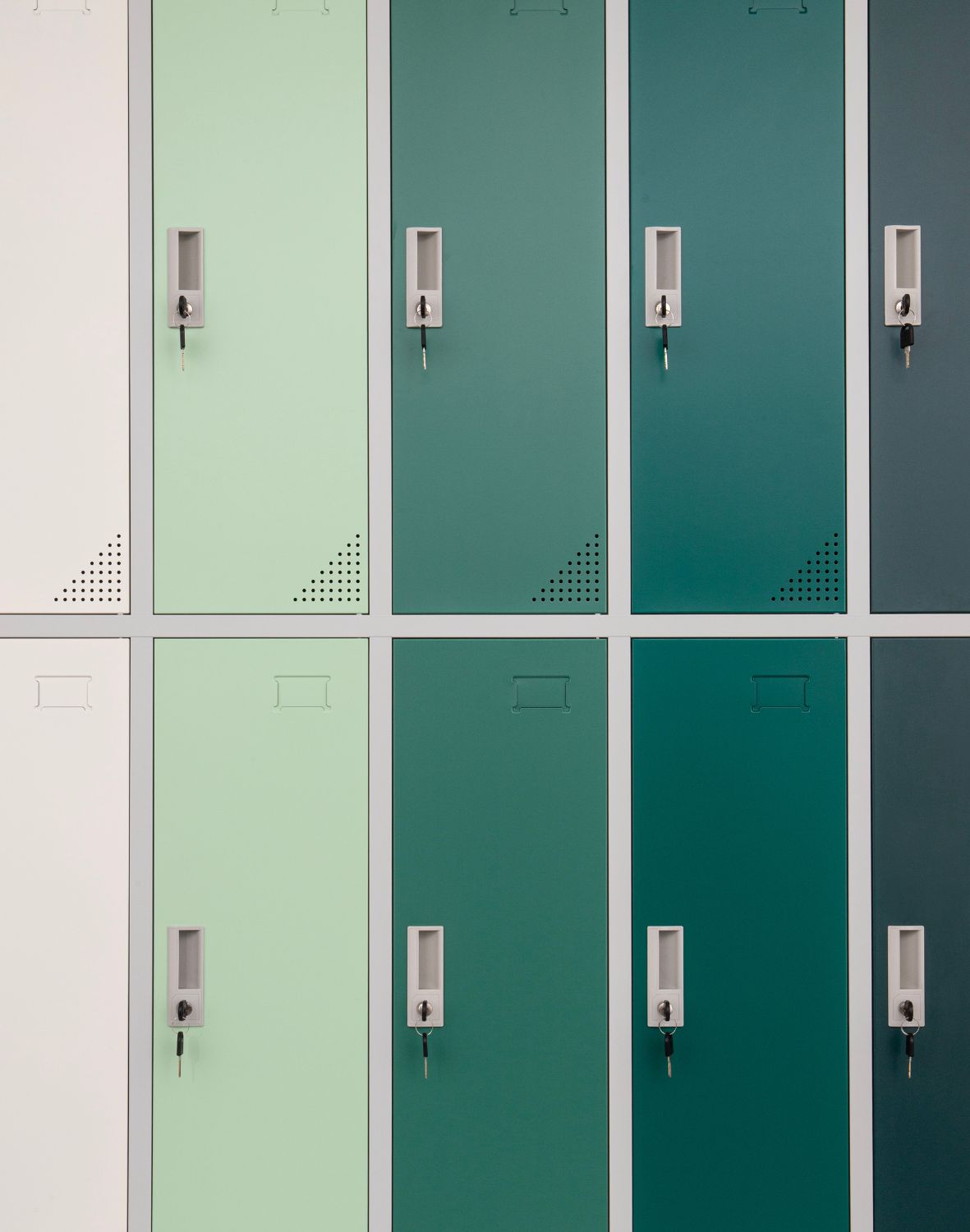 Metāla garderobes skapis Oxford Green, 10 nodalījumi